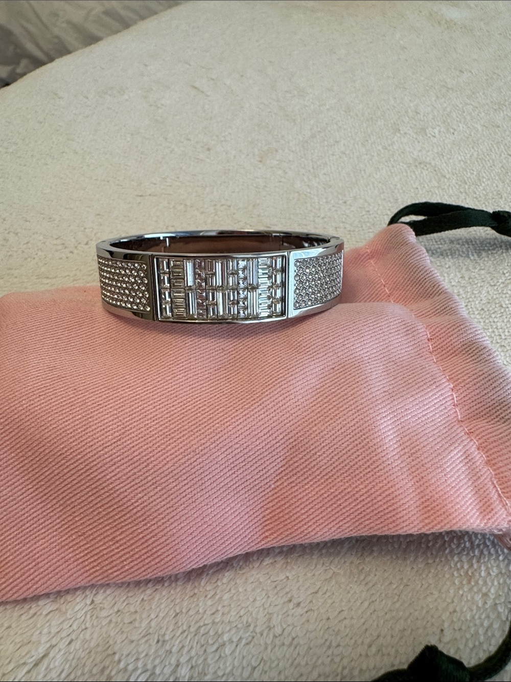 Swarovski Silver Crystal Pavé Bangle Bracelet